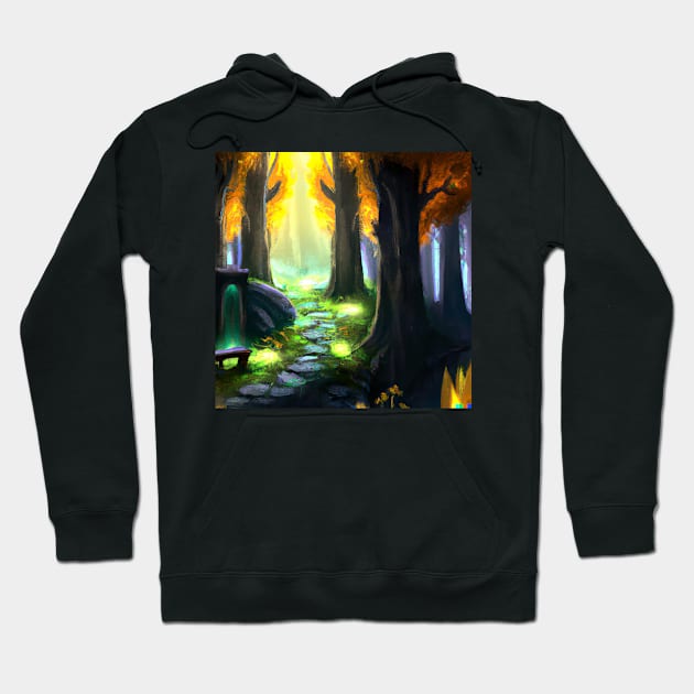 Forest with stone paths Hoodie by SatyaStoreDesigns